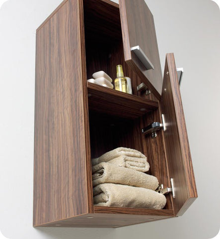 Image of Fresca Walnut Bathroom Linen Side Cabinet w/ 2 Storage Areas FST8091GW