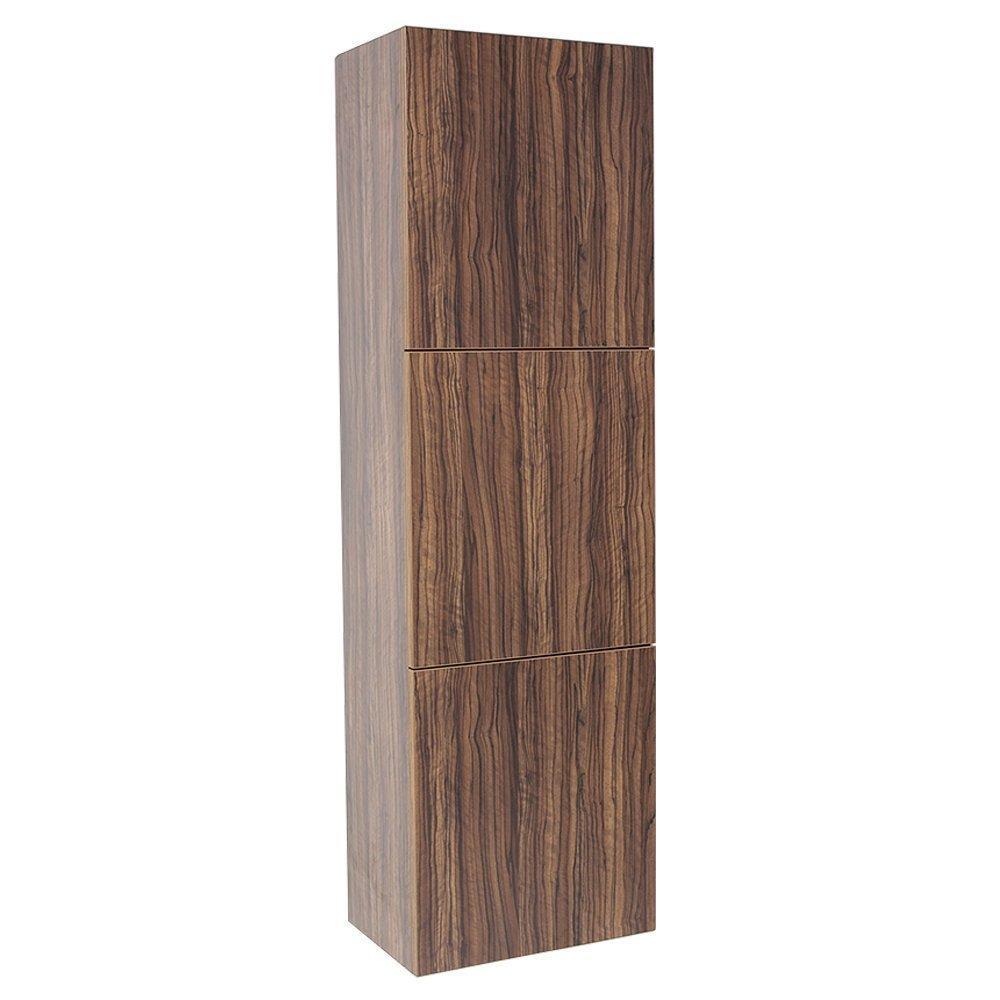 Fresca Walnut Bathroom Linen Side Cabinet w/ 3 Large Storage Areas FST8090GW