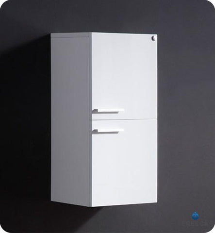 Image of Fresca White Bathroom Linen Side Cabinet w/ 2 Storage Areas FST8091WH