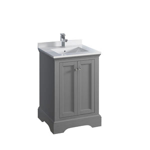 Fresca Windsor 24" Gray Textured Traditional Bathroom Cabinet FCB2424GRV-CWH-U
