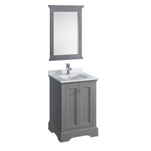 Fresca Windsor 24" Gray Textured Traditional Bathroom Vanity FVN2424GRV-FFT1030BN