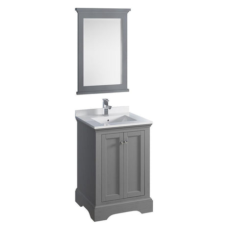 Image of Fresca Windsor 24" Gray Textured Traditional Bathroom Vanity FVN2424GRV-FFT1030BN