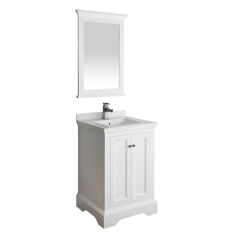 Image of Fresca Windsor 24" Matte White Bathroom Vanity FVN2424WHM-FFT1030BN