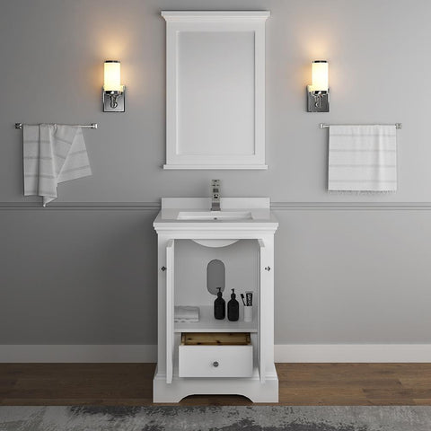 Image of Fresca Windsor 24" Matte White Bathroom Vanity FVN2424WHM-FFT1030BN