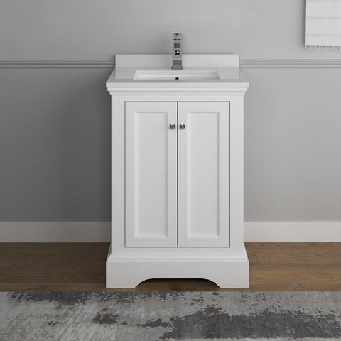 Image of Fresca Windsor 24" Matte White Traditional Bathroom Cabinet FCB2424WHM-CWH-U