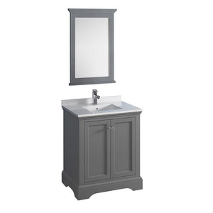 Fresca Windsor 30" Gray Textured Traditional Bathroom Vanity FVN2430GRV-FFT1030BN