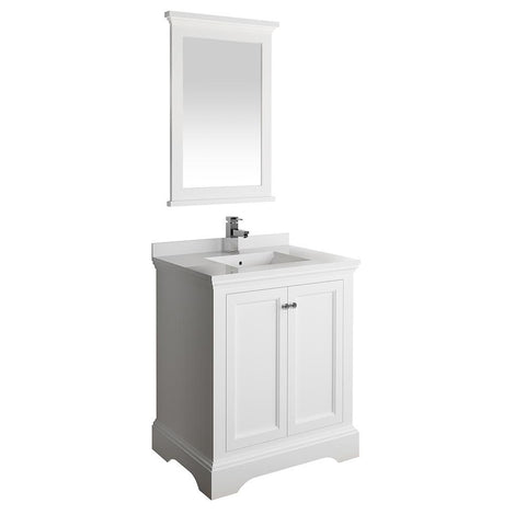 Image of Fresca Windsor 30" Matte White Bathroom Vanity FVN2430WHM-FFT1030BN