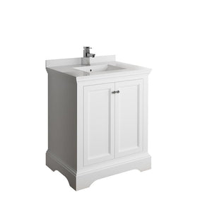 Fresca Windsor 30" Matte White Traditional Bathroom Cabinet FCB2430WHM-CWH-U