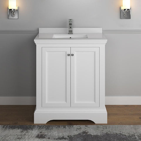 Image of Fresca Windsor 30" Matte White Traditional Bathroom Cabinet FCB2430WHM-CWH-U