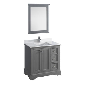 Fresca Windsor 36" Gray Textured Bathroom Vanity FVN2436GRV-FFT1030BN