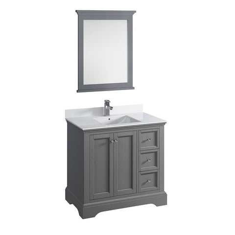 Image of Fresca Windsor 36" Gray Textured Bathroom Vanity FVN2436GRV-FFT1030BN