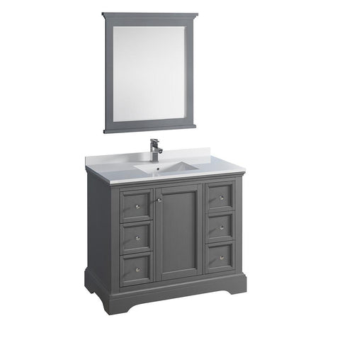 Image of Fresca Windsor 40" Gray Textured Traditional Bathroom Vanity FVN2440GRV-FFT1030BN