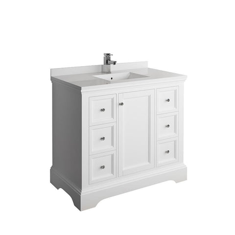Fresca Windsor 40" Matte White Traditional Bathroom Cabinet FCB2440WHM-CWH-U