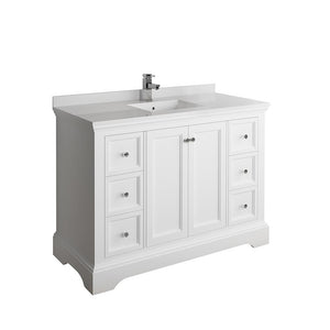Fresca Windsor 48" Matte White Traditional Bathroom Cabinet FCB2448WHM-CWH-U