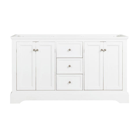 Image of Fresca Windsor 60" Matte White Traditional Double Sink Bathroom Cabinet FCB2460WHM