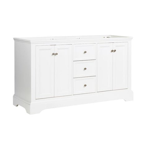 Image of Fresca Windsor 60" Matte White Traditional Double Sink Bathroom Cabinet FCB2460WHM