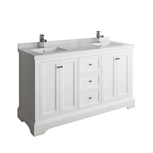 Fresca Windsor 60" Matte White Traditional Double Sink Bathroom Cabinet FCB2460WHM-CWH-U