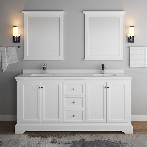 Image of Fresca Windsor 72" Matte White Double Sink Bathroom Vanity