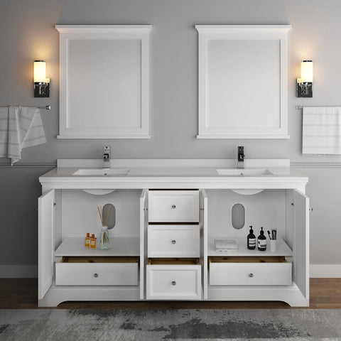 Image of Fresca Windsor 72" Matte White Double Sink Bathroom Vanity