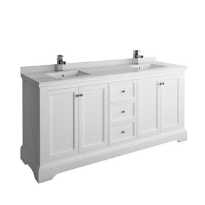 Fresca Windsor 72" Matte White Traditional Double Sink Bathroom Cabinet FCB2472WHM-CWH-U