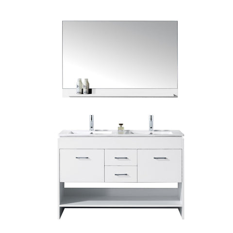 Image of Gloria 48" Double Bathroom Vanity MD-423-THNB-WH