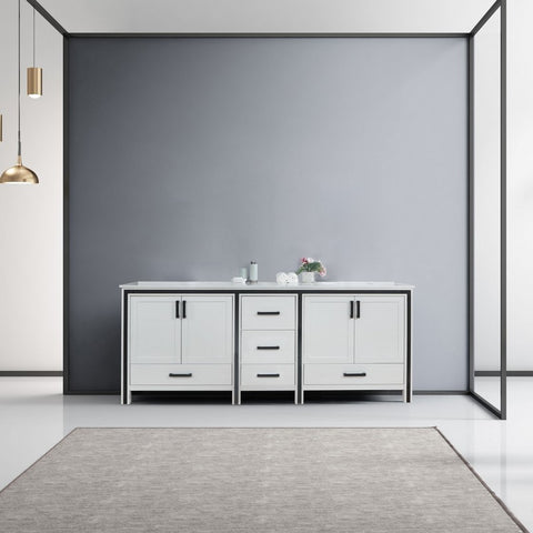 Image of Ziva 84" White Double Vanity, Cultured Marble Top, White Square Sink and no Mirror | LZV352284SAJS000