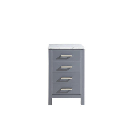 Image of Jacques 20" Dark Grey Side Cabinet | White Carrara Marble Top