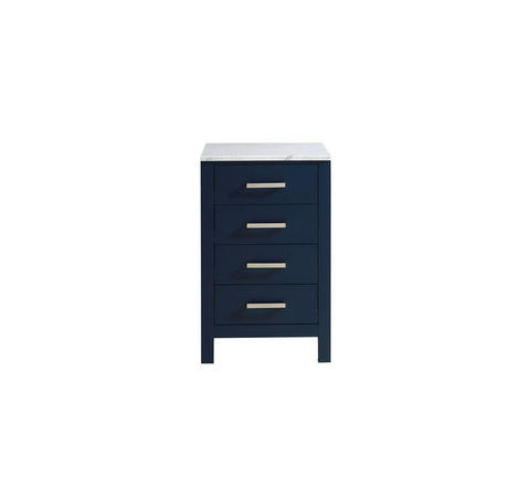 Image of Jacques 20" Navy Blue Side Cabinet | White Carrara Marble Top