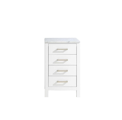 Image of Jacques 20" White Side Cabinet | White Carrara Marble Top
