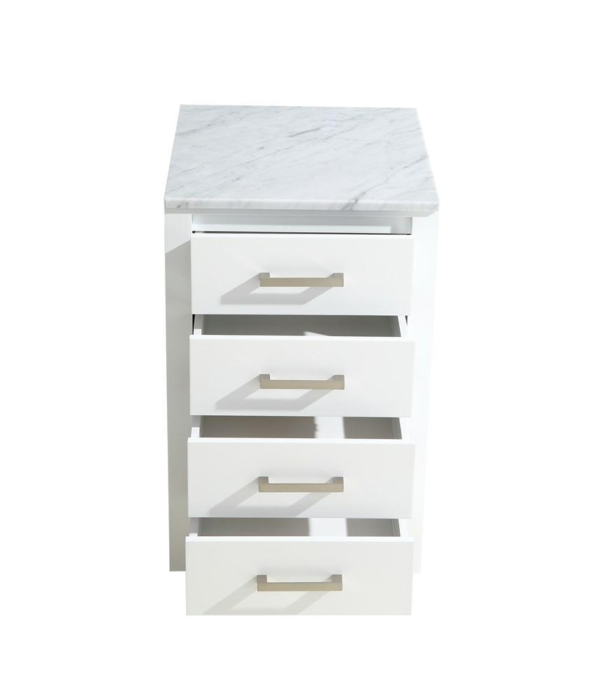 Jacques 20" White Side Cabinet | White Carrara Marble Top