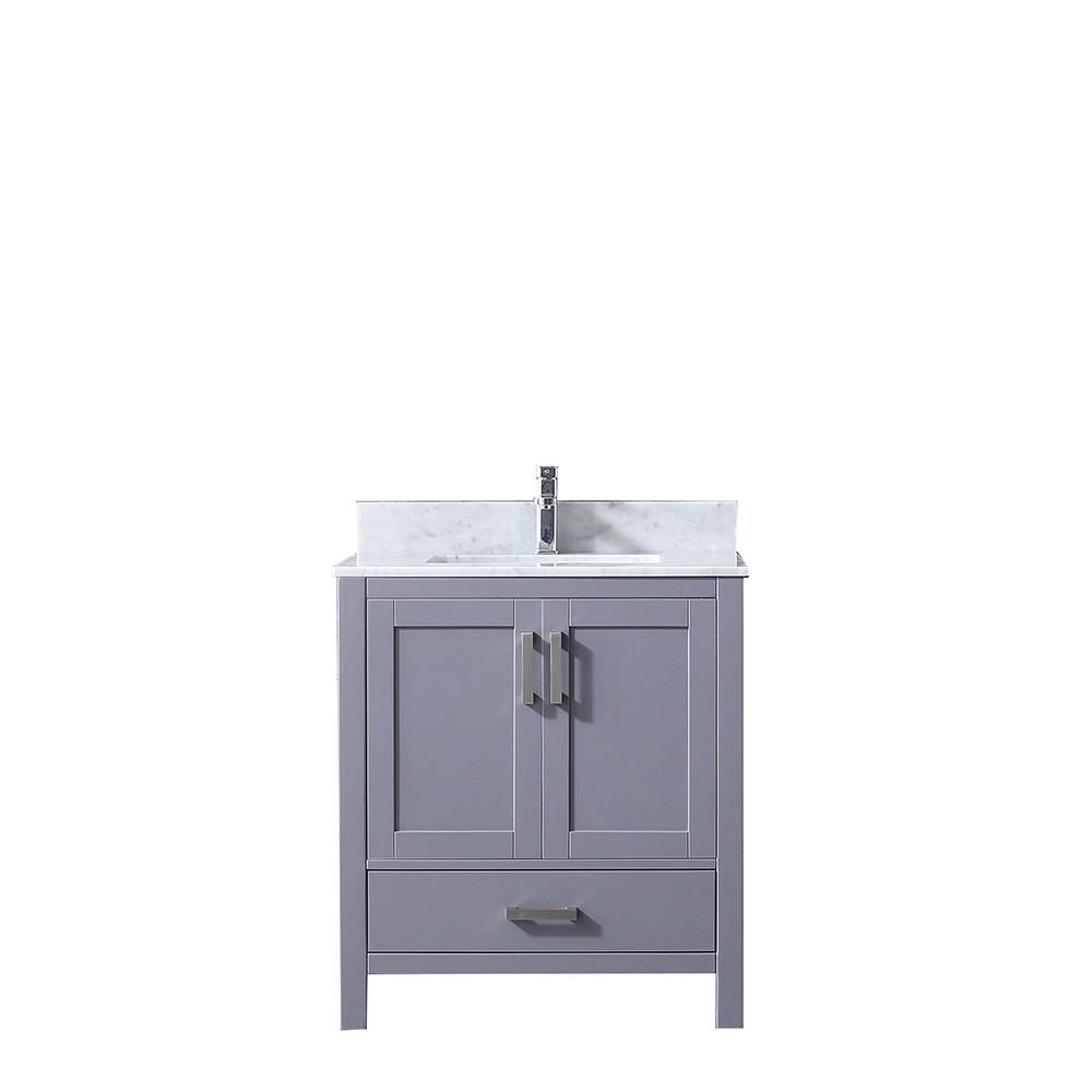 Jacques 30" Dark Grey Single Vanity | White Carrara Marble Top | White Square Sink and no Mirror
