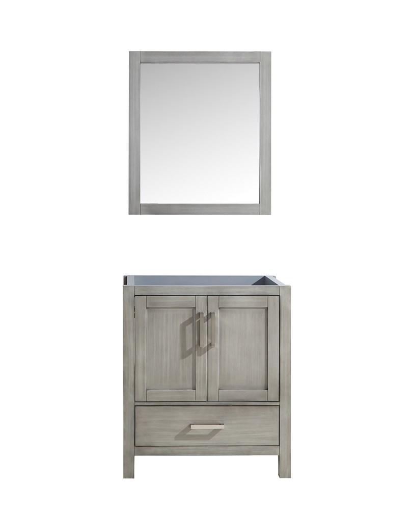 Jacques 30" Distressed Grey Single Vanity | no Top and 28" Mirror