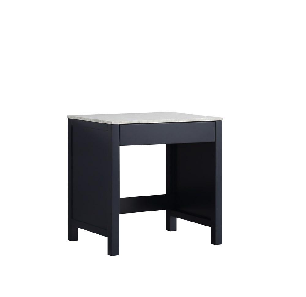 Jacques 30" Navy Blue Make-Up Table | White Carrara Marble Top