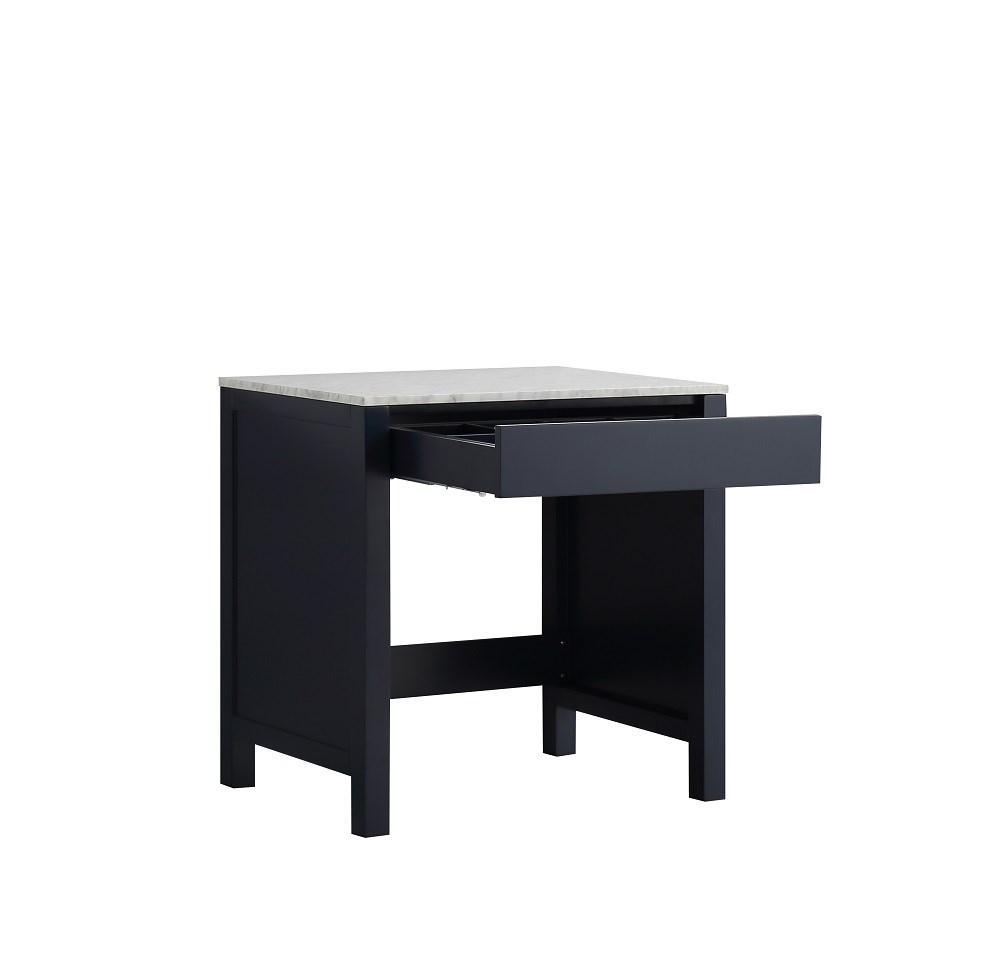 Jacques 30" Navy Blue Make-Up Table | White Carrara Marble Top