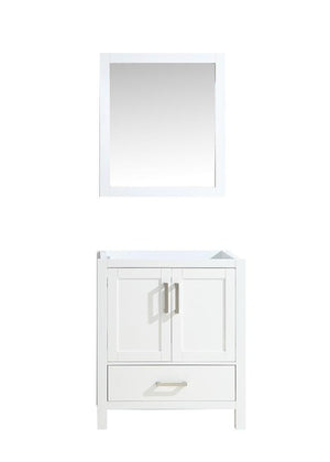 Jacques 30" White Single Vanity White | no Top and 28" Mirror