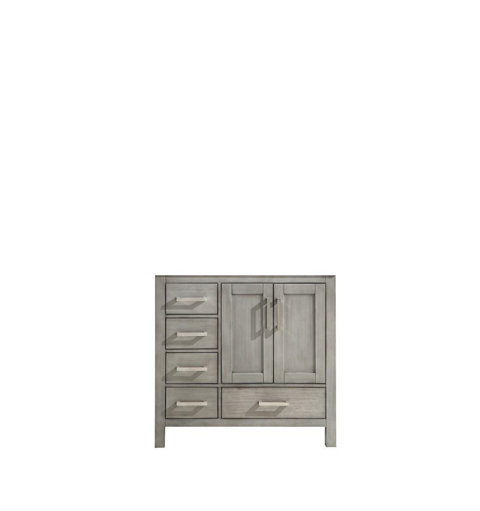 Jacques 36" Distressed Grey Vanity Cabinet Only - Right Version