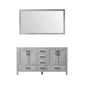 Jacques 60" Distressed Grey Double Vanity | no Top and 58" Mirror