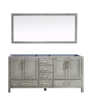Jacques 72" Distressed Grey Double Vanity | no Top and 70" Mirror