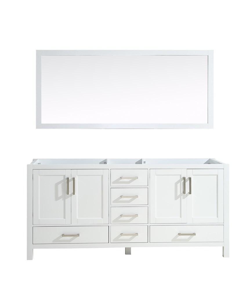 Jacques 72" White Double Vanity | no Top and 70" Mirror