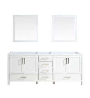 Jacques 80" White Double Vanity | no Top and 30" Mirrors