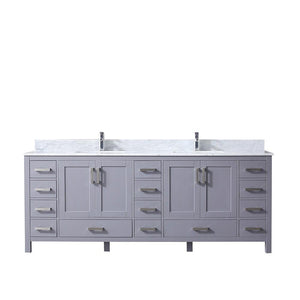 Jacques 84" Dark Grey Double Vanity | White Carrara Marble Top | White Square Sinks and no Mirror