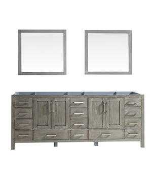 Jacques 84" Distressed Grey Double Vanity | no Top and 34" Mirrors