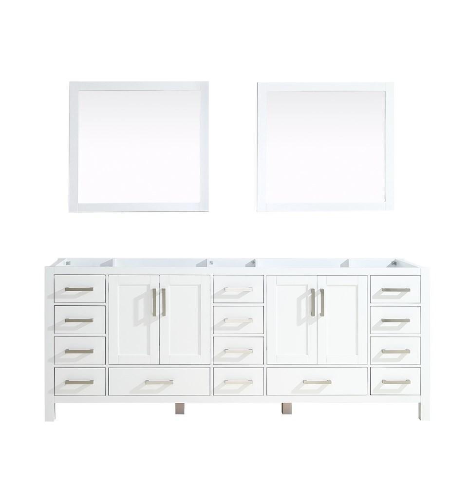 Jacques 84" White Double Vanity | no Top and 34" Mirrors