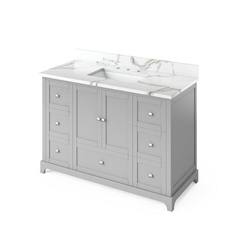 Image of Jeffrey Alexander Addington Contemporary 48" Grey Single Undermount Sink Vanity With Quartz Top | VKITADD48GRCQR VKITADD48GRCQR