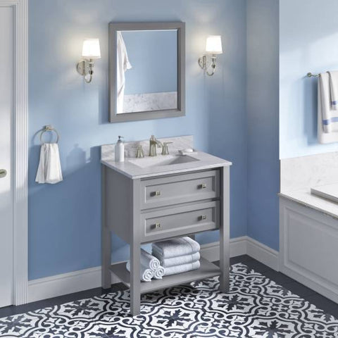 Image of Jeffrey Alexander Adler Transitional 30" Grey Single Undermount Sink Vanity With Marble Top | VKITADL30GRWCR VKITADL30GRWCR