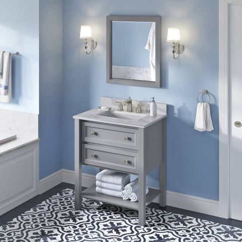 Image of Jeffrey Alexander Adler Transitional 30" Grey Single Undermount Sink Vanity With Quartz Top | VKITADL30GRCQR VKITADL30GRCQR