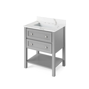 Jeffrey Alexander Adler Transitional 30" Grey Single Undermount Sink Vanity With Quartz Top | VKITADL30GRCQR VKITADL30GRCQR