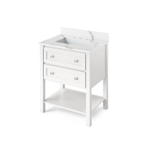 Jeffrey Alexander Adler Transitional 30" White Single Undermount Sink Vanity With Quartz Top | VKITADL30WHCQR VKITADL30WHCQR