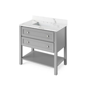 Jeffrey Alexander Adler Transitional 36" Grey Single Undermount Sink Vanity With Quartz Top | VKITADL36GRCQR VKITADL36GRCQR