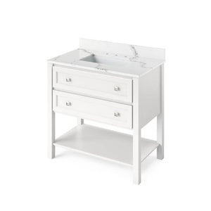 Jeffrey Alexander Adler Transitional 36" White Single Undermount Sink Vanity With Quartz Top | VKITADL36WHCQR VKITADL36WHCQR